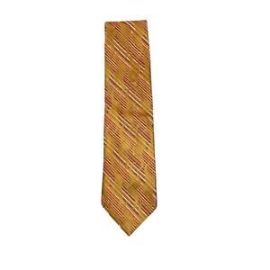 Wemlon by Wembley Mens Tie Gold Bronze Abstract Vintage Polyester Suit NeckTie
